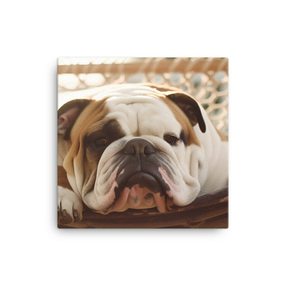 Relaxing Bulldog in the Hammock canvas - Posterfy.AI