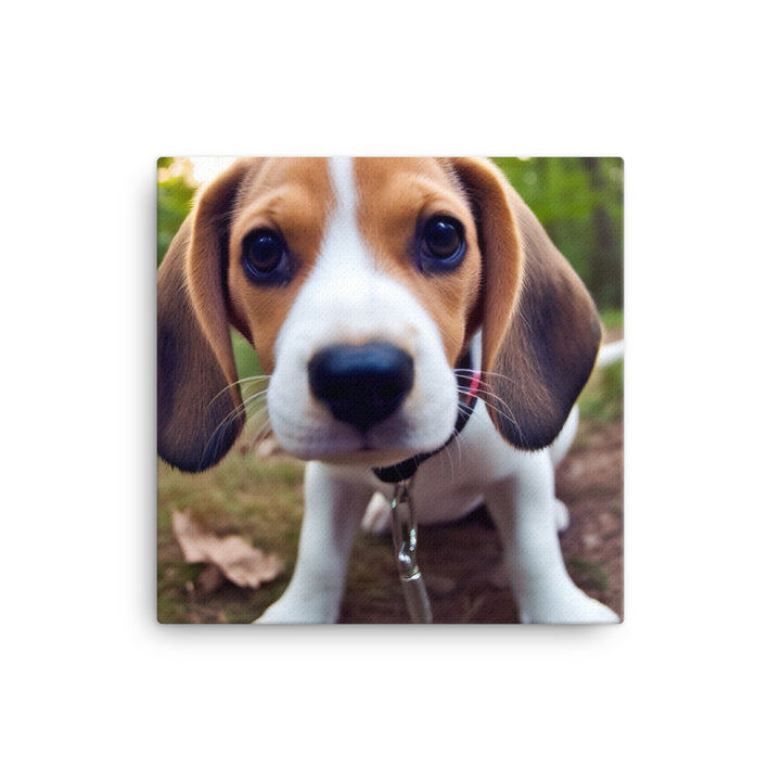 The curious eyes of a Beagle pup canvas - Posterfy.AI