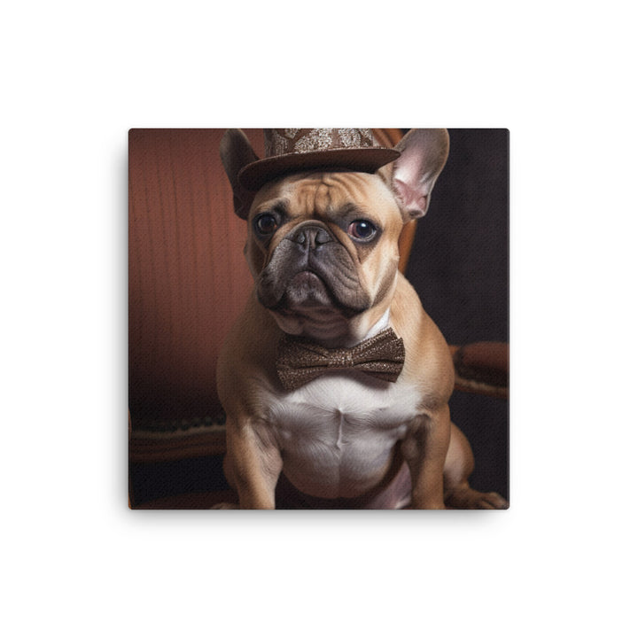 A French Bulldog dressed up in a bow tie canvas - Posterfy.AI