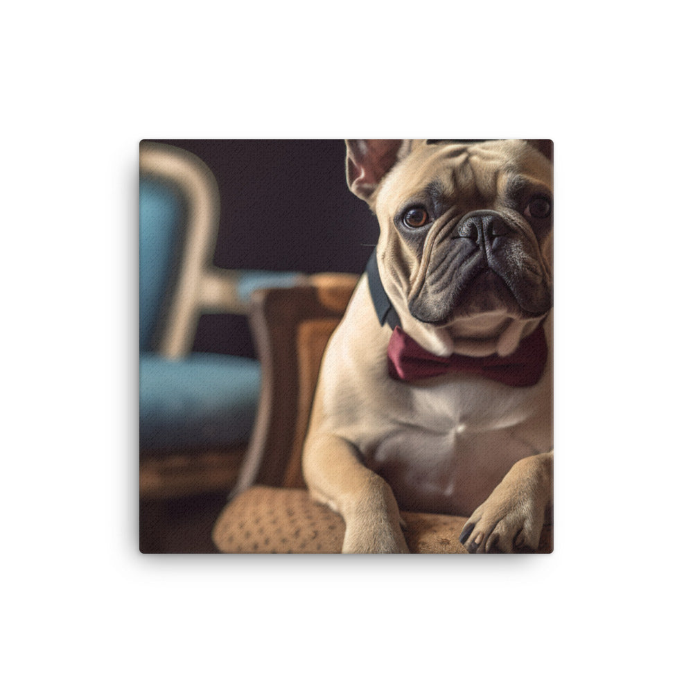 A French Bulldog dressed up in a bow tie canvas - Posterfy.AI