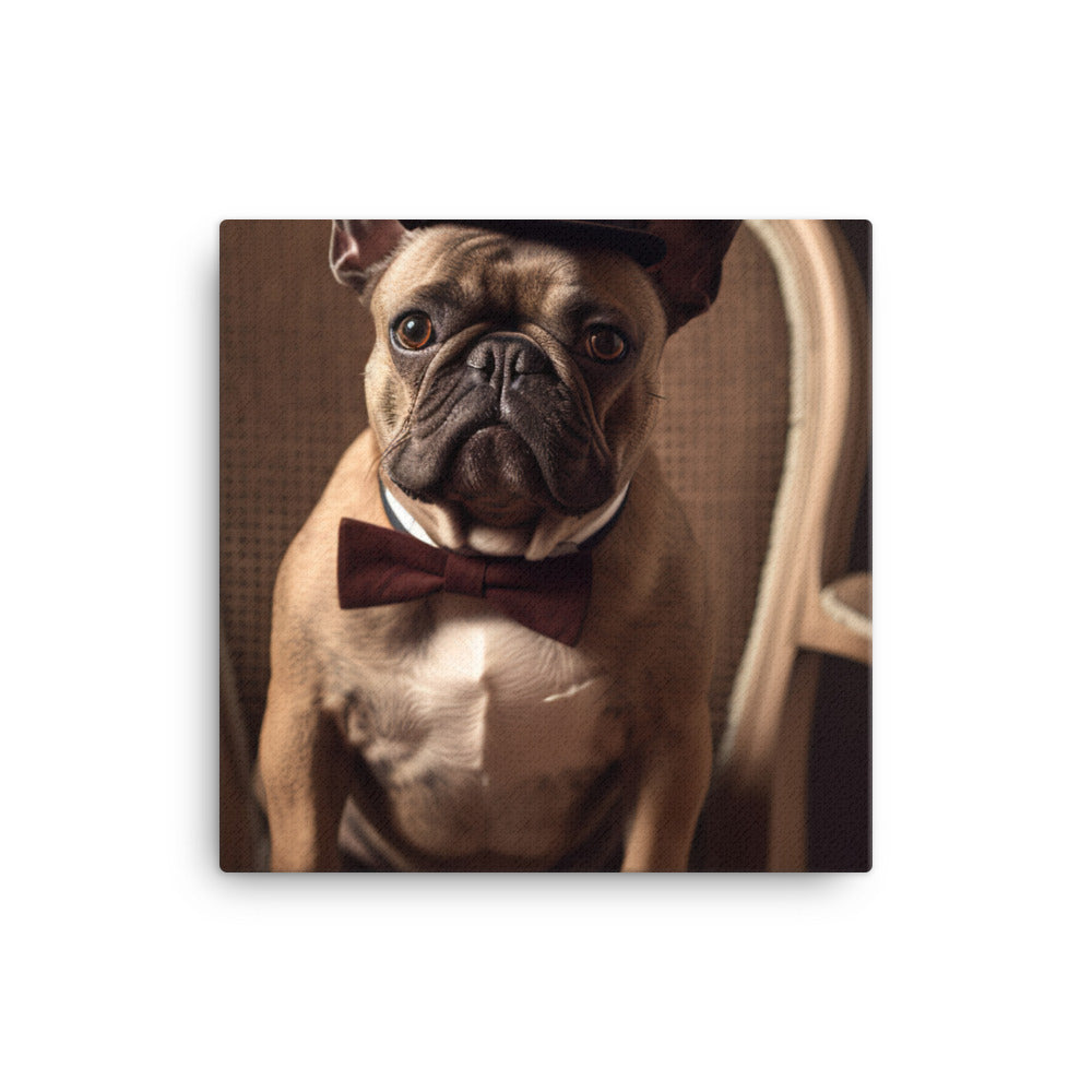 A French Bulldog dressed up in a bow tie canvas - Posterfy.AI