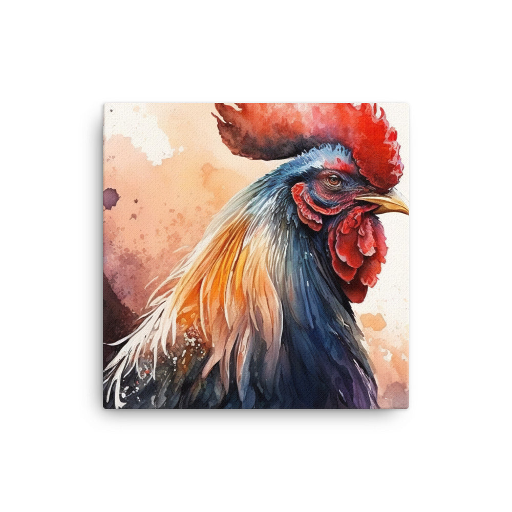 Rooster in watercolour canvas - Posterfy.AI