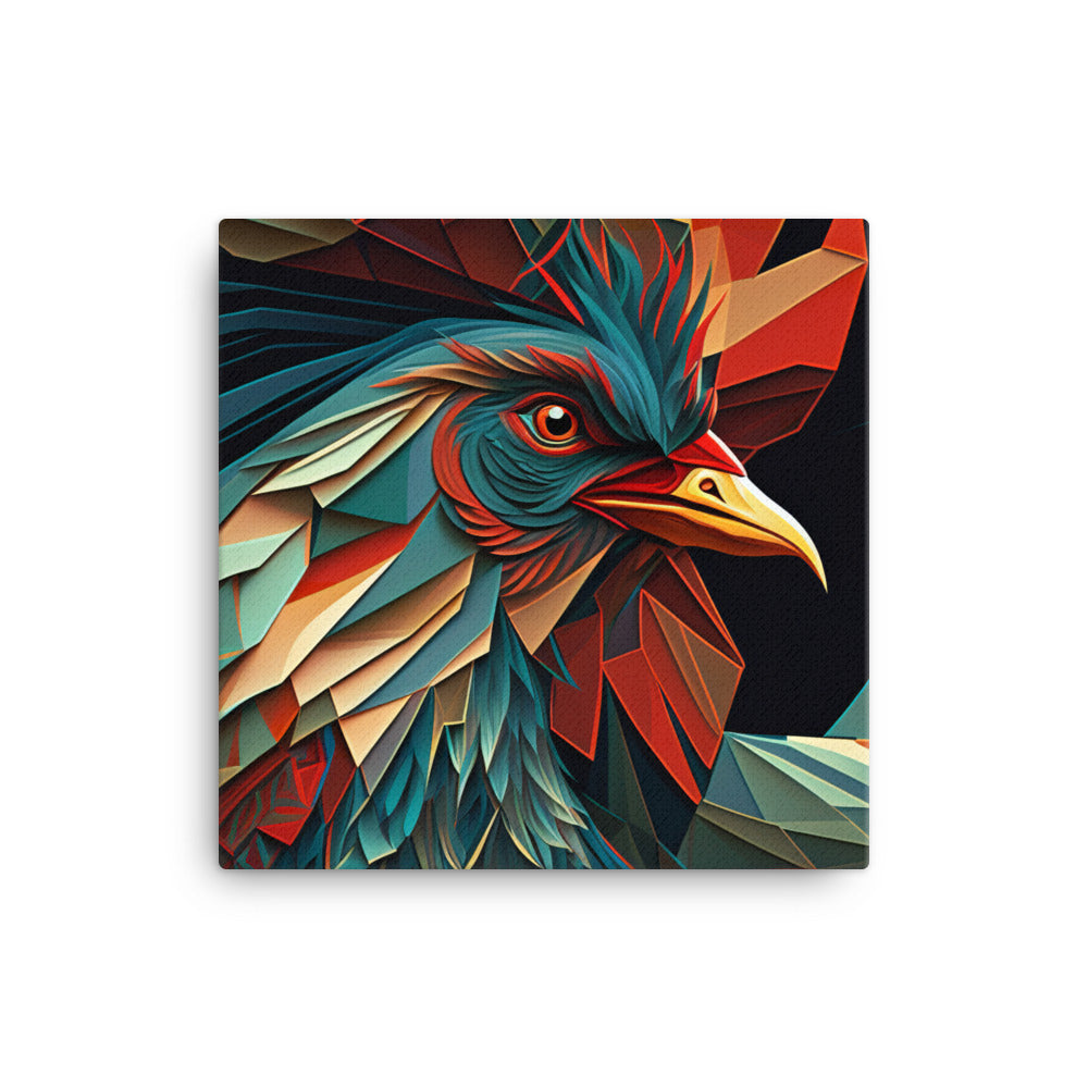 Rooster in colorful cubism style canvas - Posterfy.AI