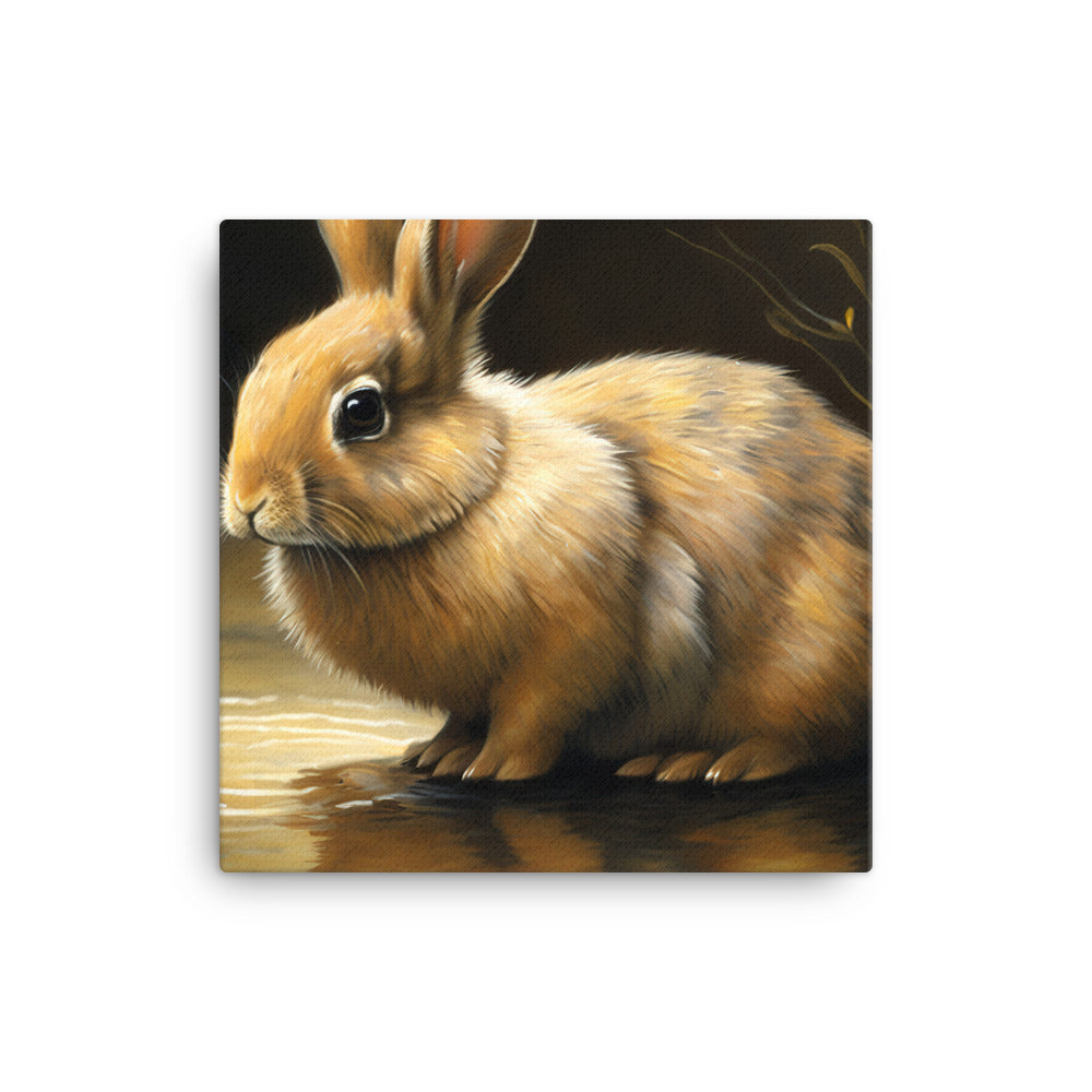 Rabbit oil painting canvas - Posterfy.AI