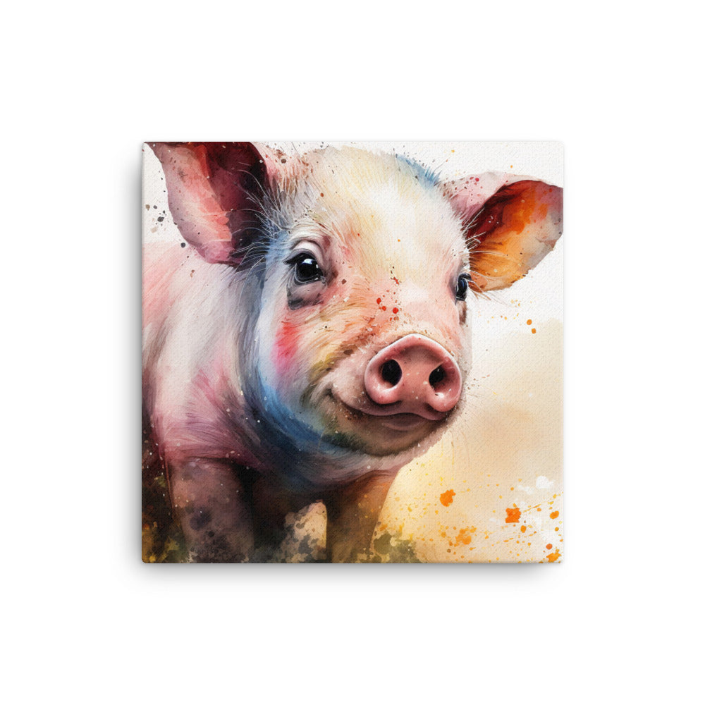 Pig in watercolour canvas - Posterfy.AI