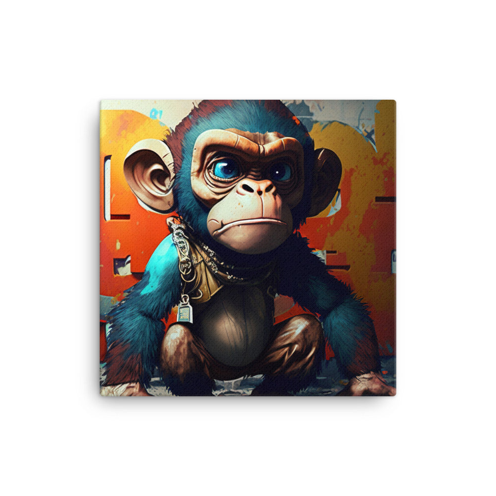 Monkey in graffiti art canvas - Posterfy.AI