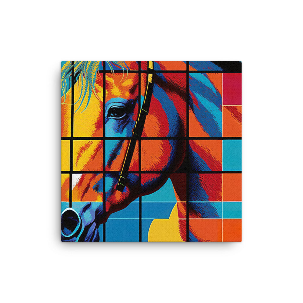 Horse in colorful grids canvas - Posterfy.AI