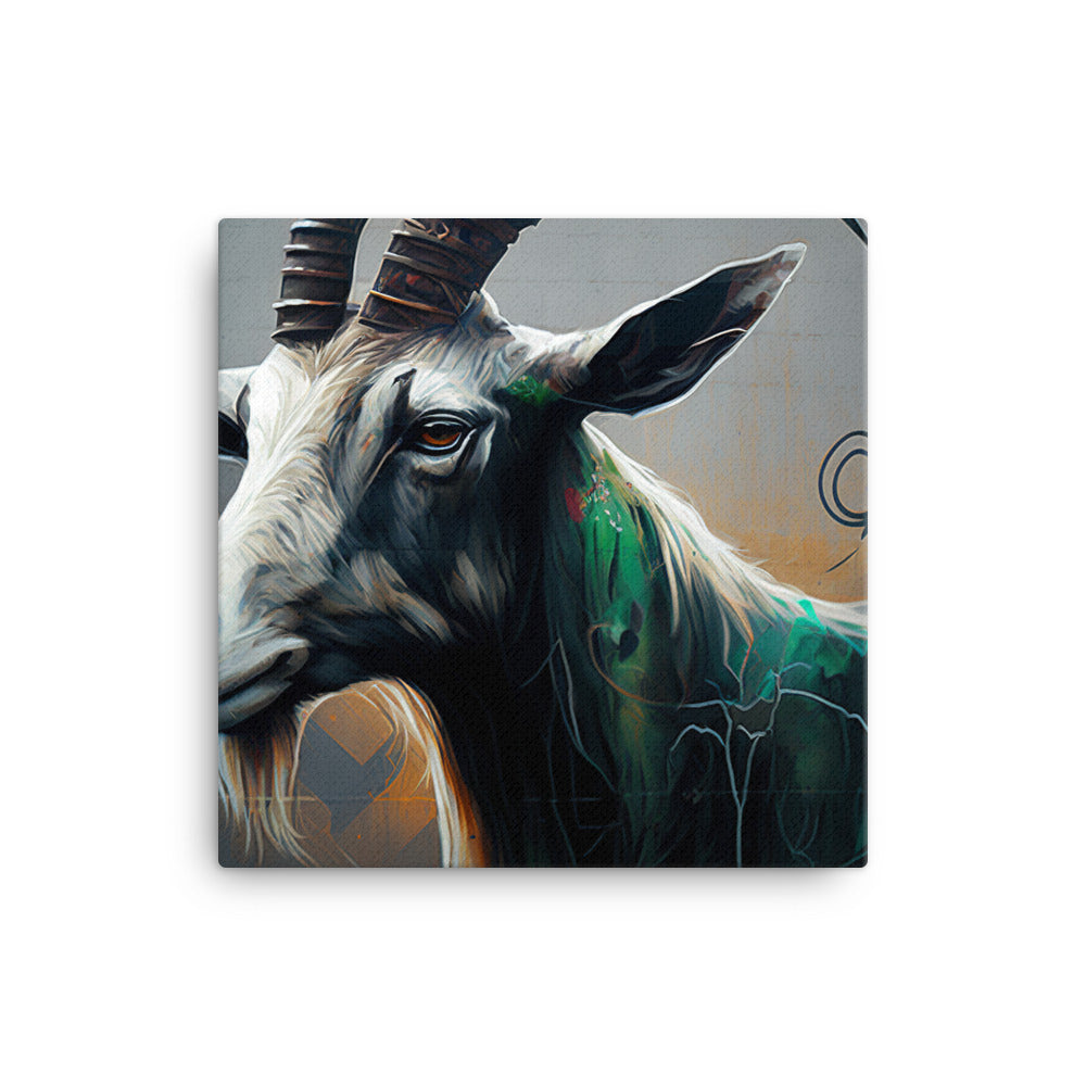 Goat in graffiti art canvas - Posterfy.AI