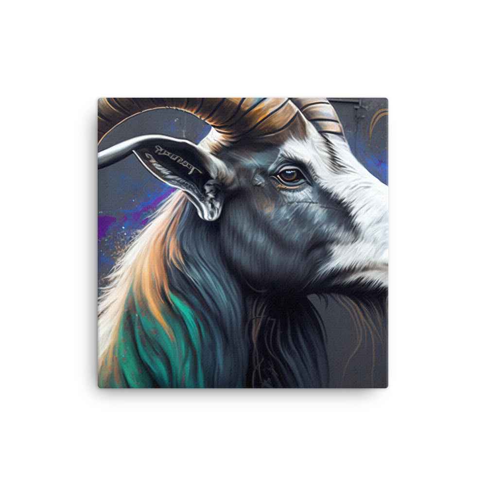 Goat in graffiti art canvas - Posterfy.AI