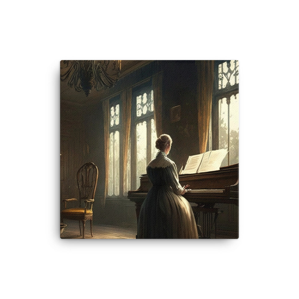 Lady playing piano canvas - Posterfy.AI