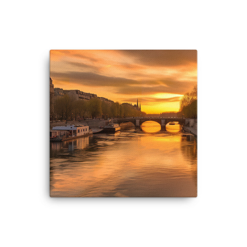 Seine River Sunset canvas - Posterfy.AI