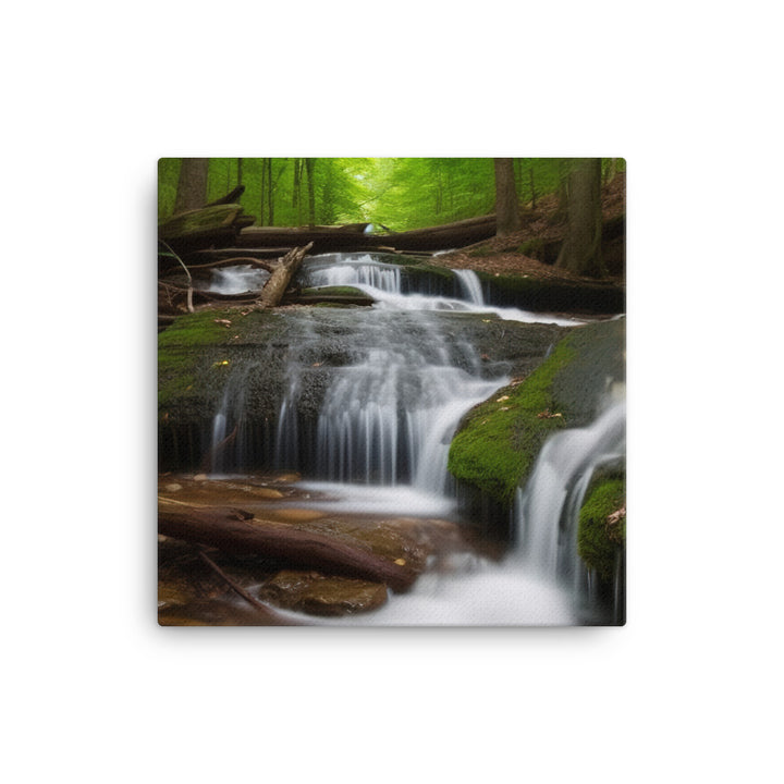 Majestic Waterfall in the Woods canvas - Posterfy.AI