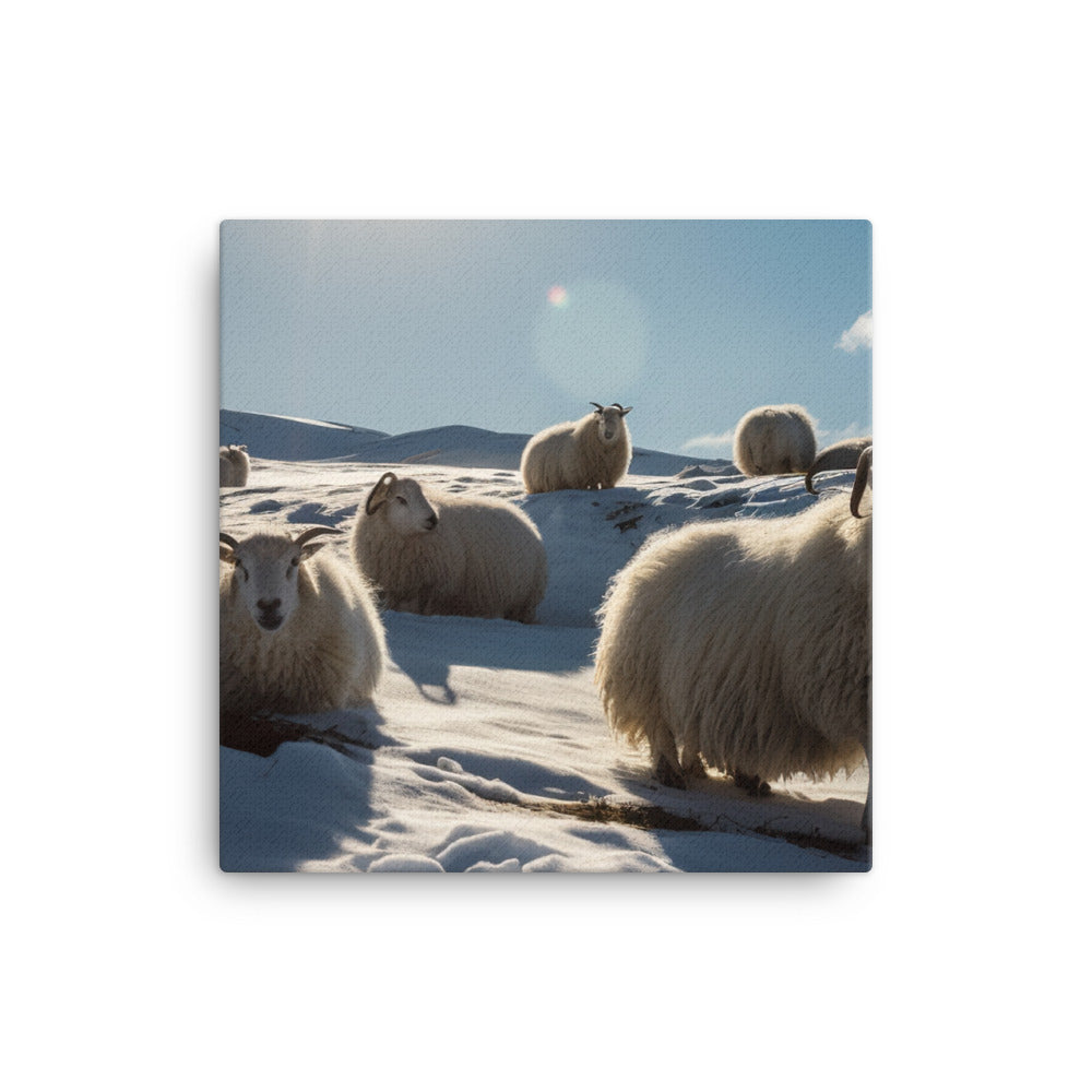 Icelandic Sheep enjoying the warm sun canvas - Posterfy.AI