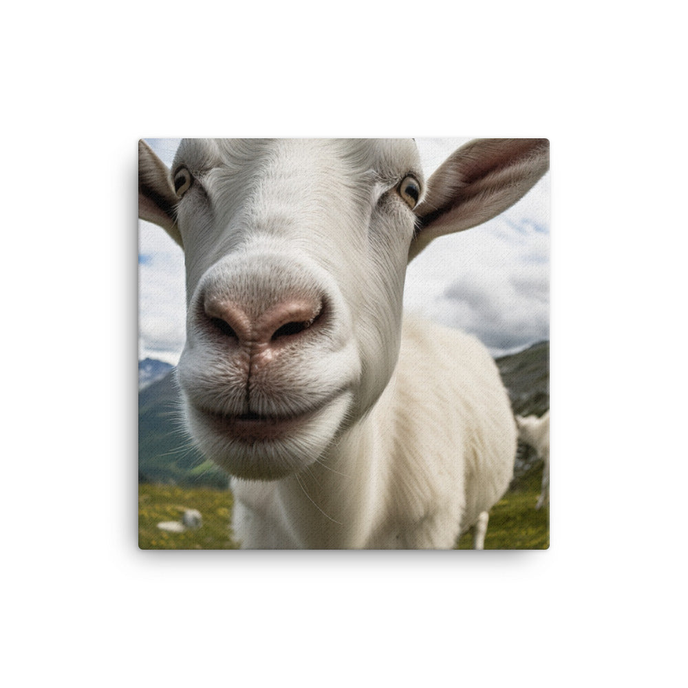 Curious Saanen goat canvas - Posterfy.AI