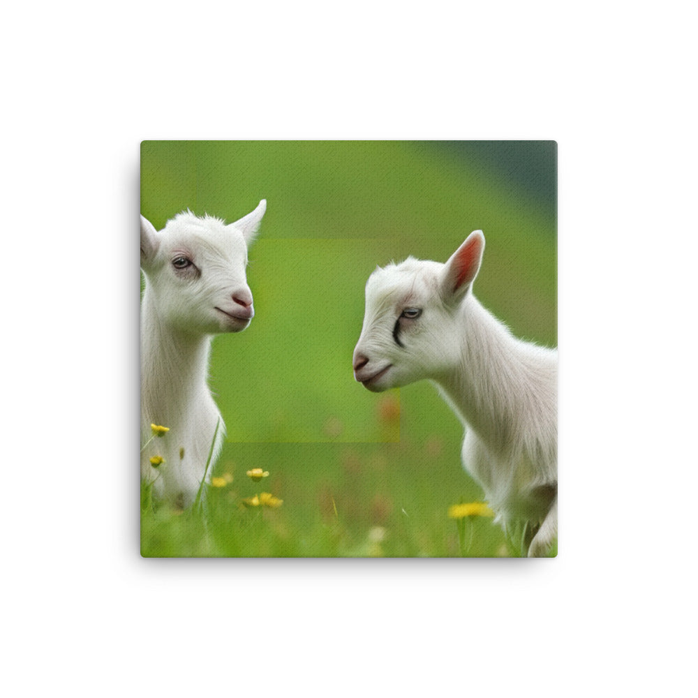Adorable Saanen Goat Kids canvas - Posterfy.AI