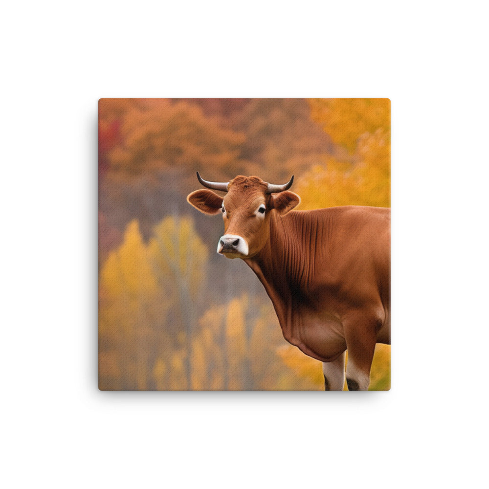 Jersey Cow in Autumn Colors canvas - Posterfy.AI