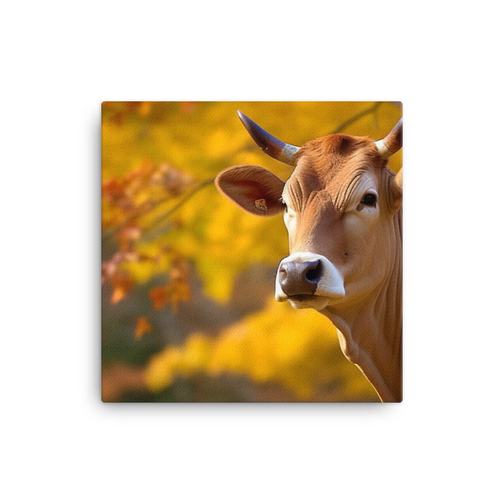 Jersey Cow in Autumn Colors canvas - Posterfy.AI