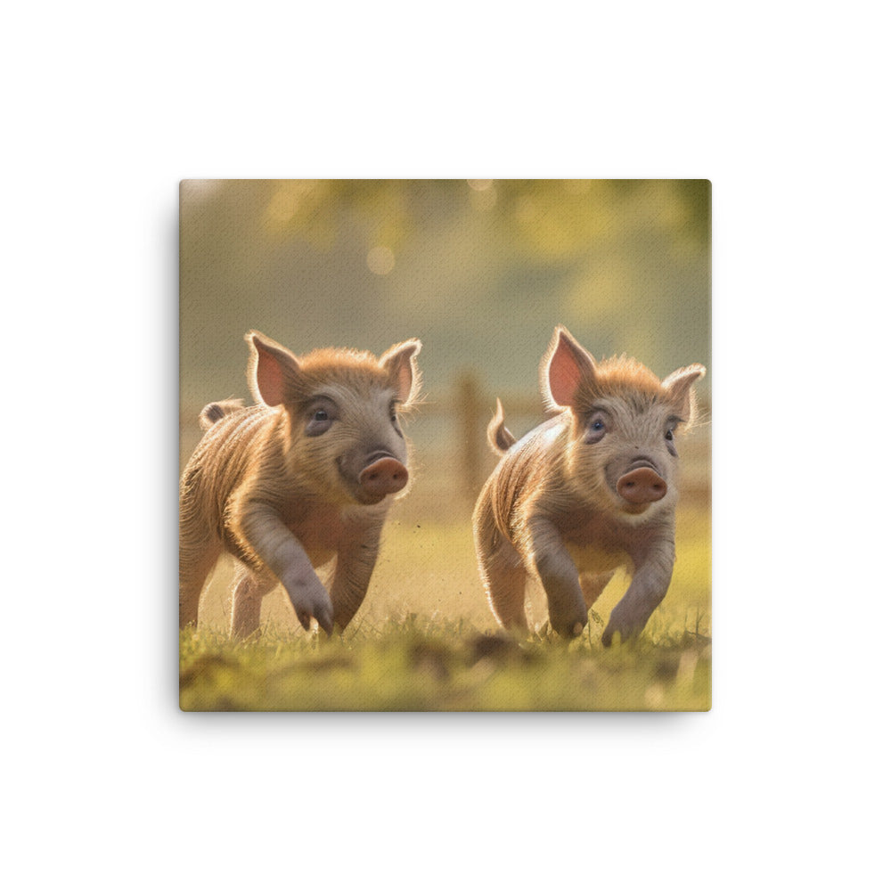 The Playful Spirit of Hampshire Pigs canvas - Posterfy.AI