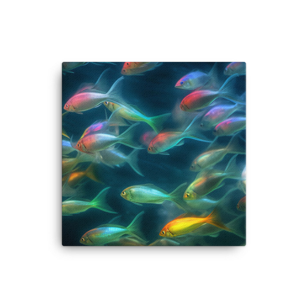 Rainbow Fish Schooling canvas - Posterfy.AI