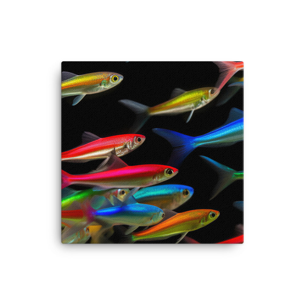 A Rainbow of Neon Tetras canvas - Posterfy.AI