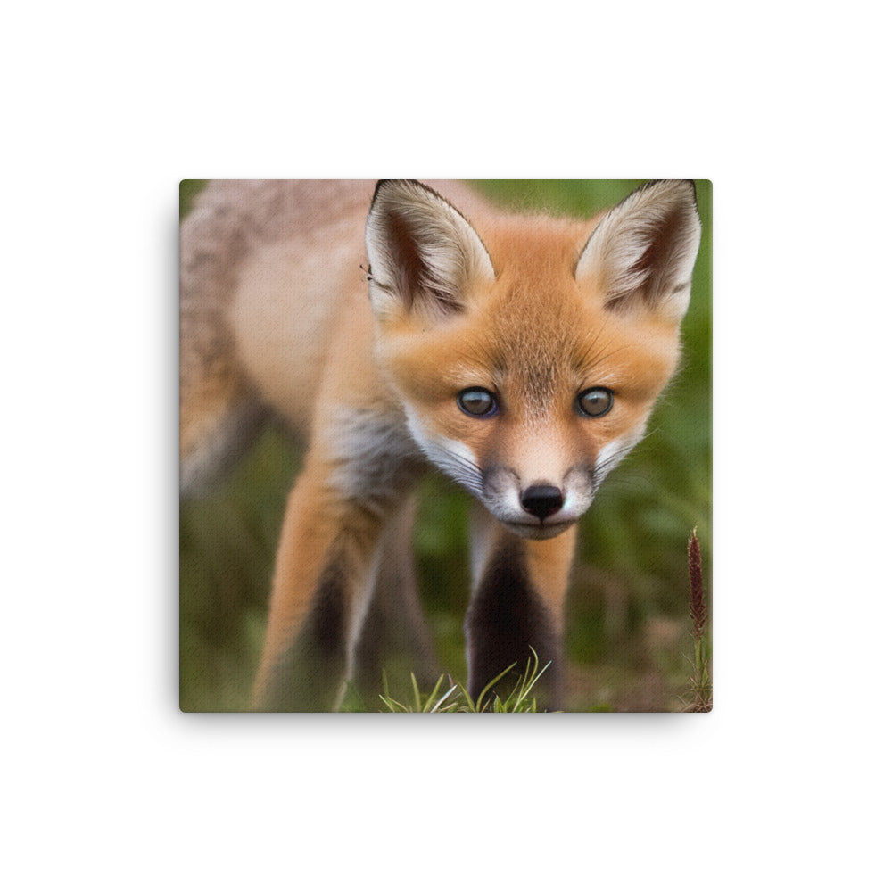 Curious Red Fox Pup at Play canvas - Posterfy.AI