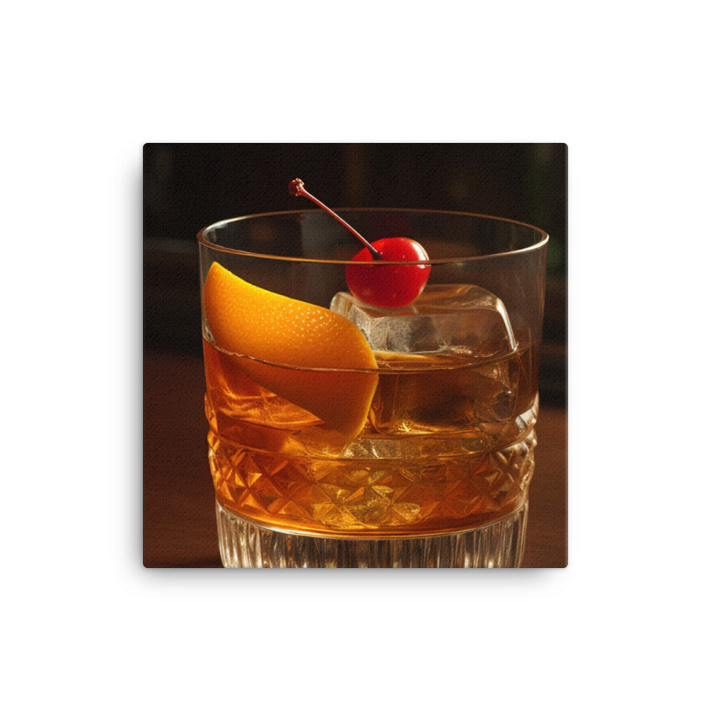 Classic Old Fashioned cocktail canvas - Posterfy.AI