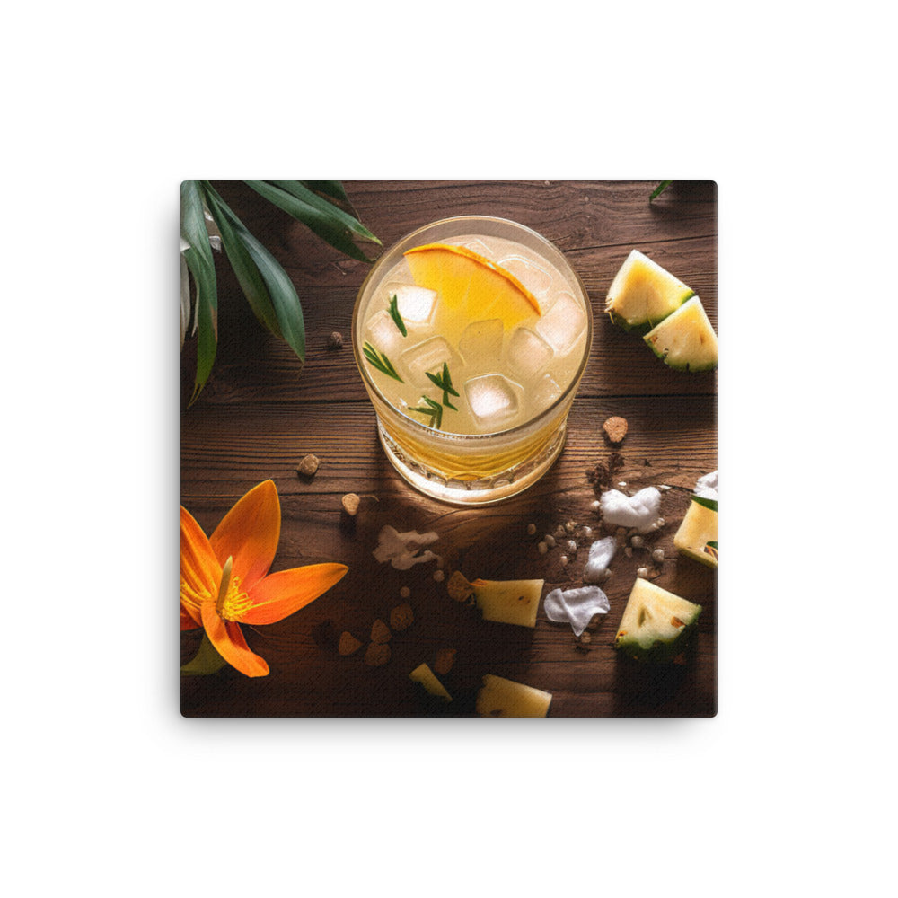 Rum Cocktail with Pineapple and Coconut canvas - Posterfy.AI