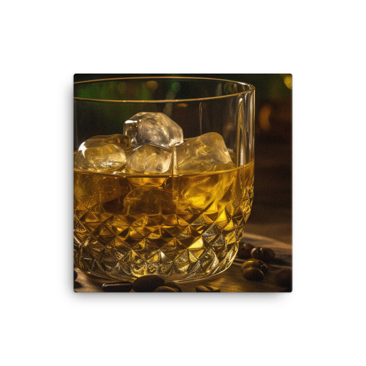 Golden Rum on the Rocks canvas - Posterfy.AI