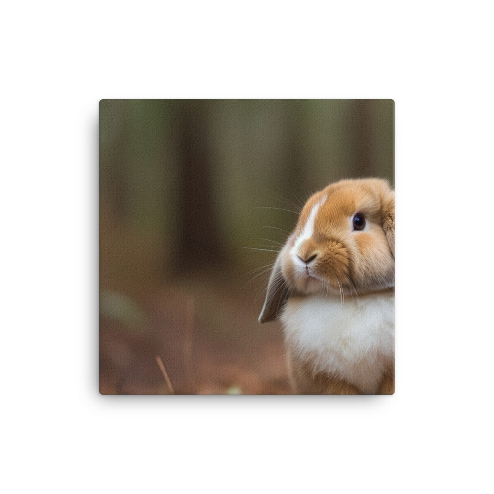 Serene Mini Lop Bunny in a Forest canvas - Posterfy.AI