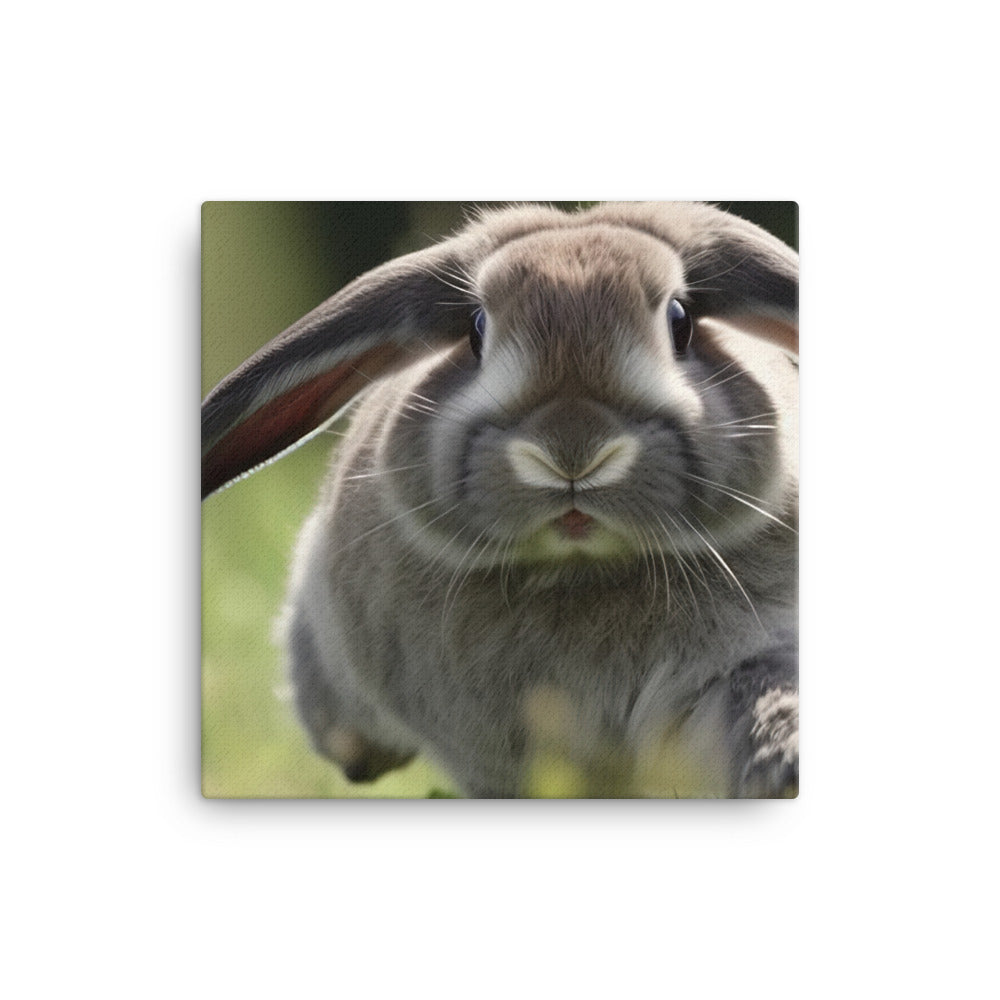 Playful Mini Lop Bunny in a Meadow canvas - Posterfy.AI