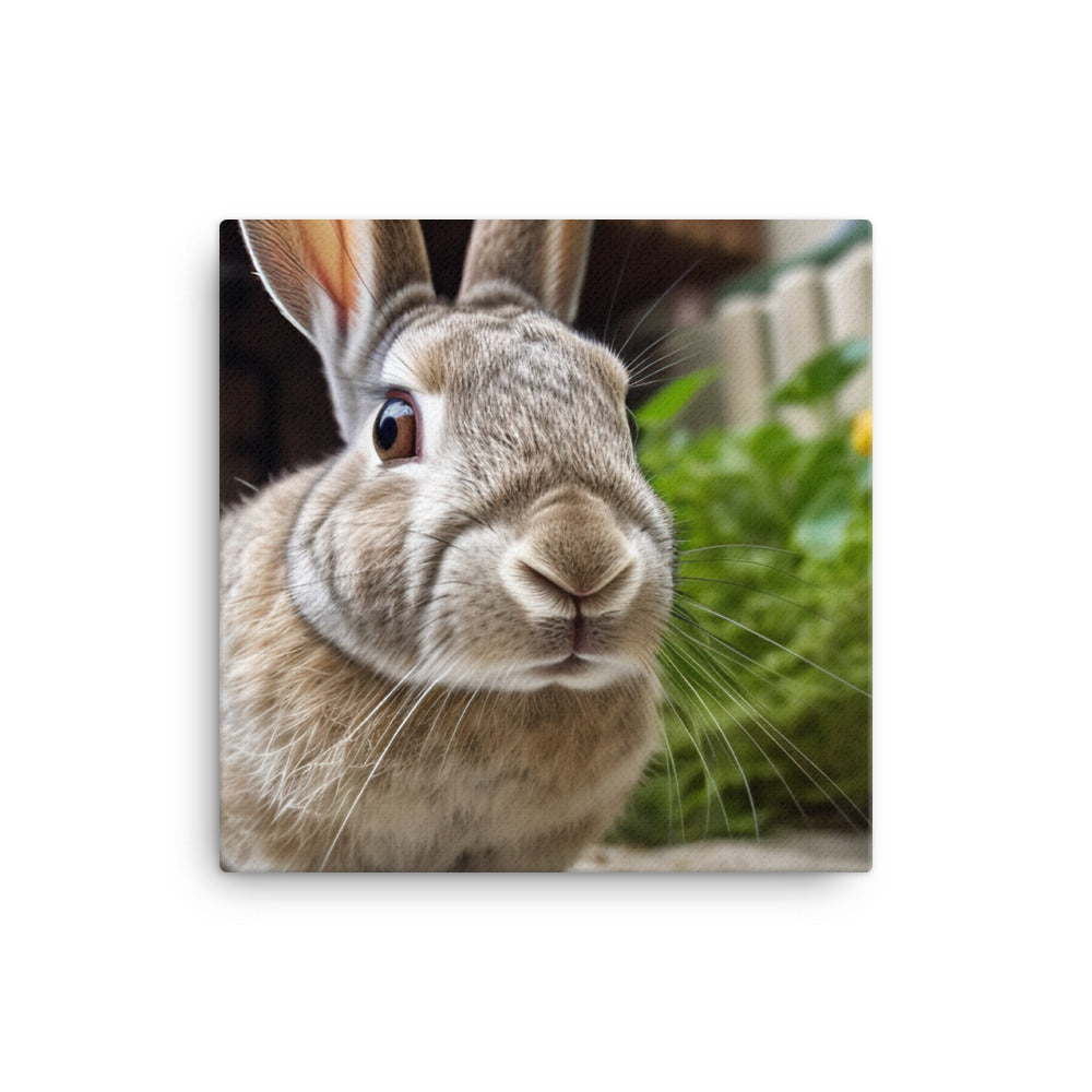 Mini Rex Bunny - Exploring the Outdoors canvas - Posterfy.AI