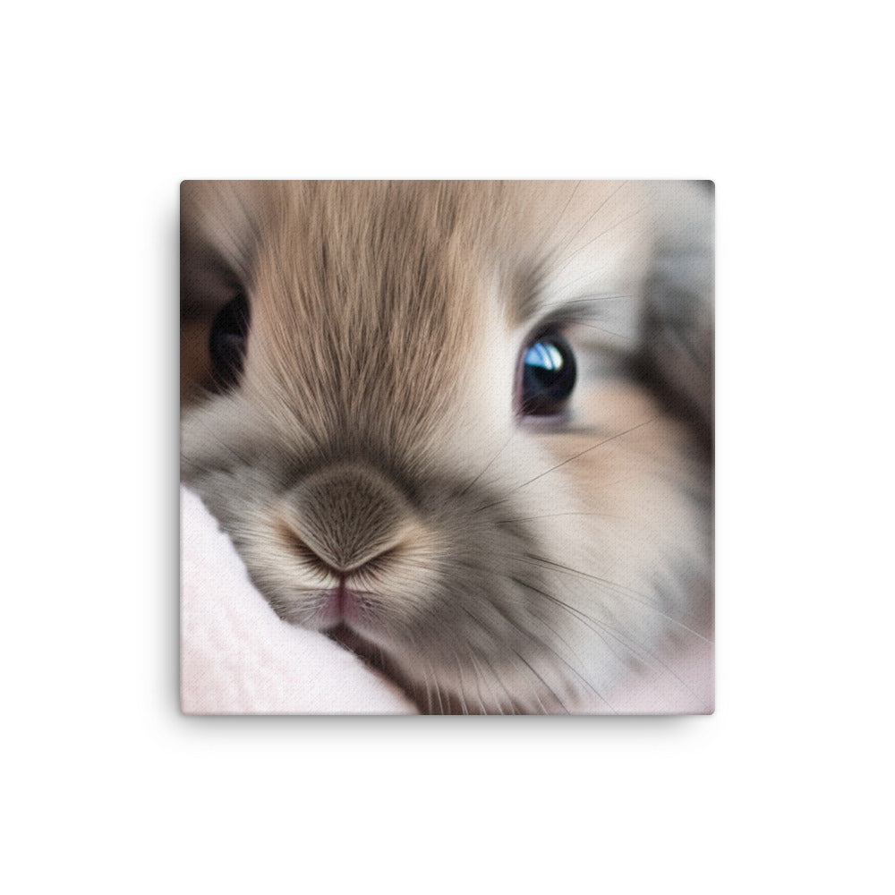 Mini Lop Bunny in a Cozy Blanket canvas - Posterfy.AI