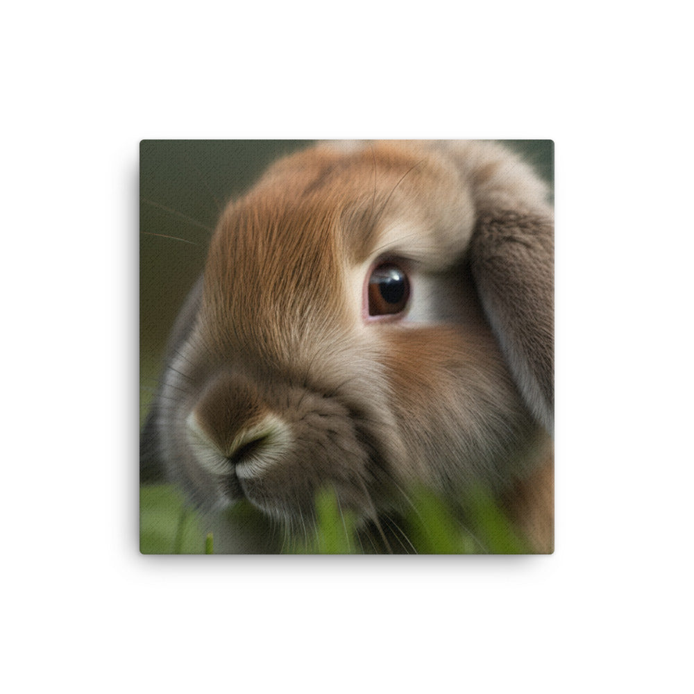 Holland Lop - Adorable and cuddly bunny in the grass canvas - Posterfy.AI