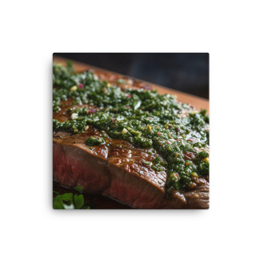 Grilled Flank Steak with Chimichurri Sauce canvas - Posterfy.AI
