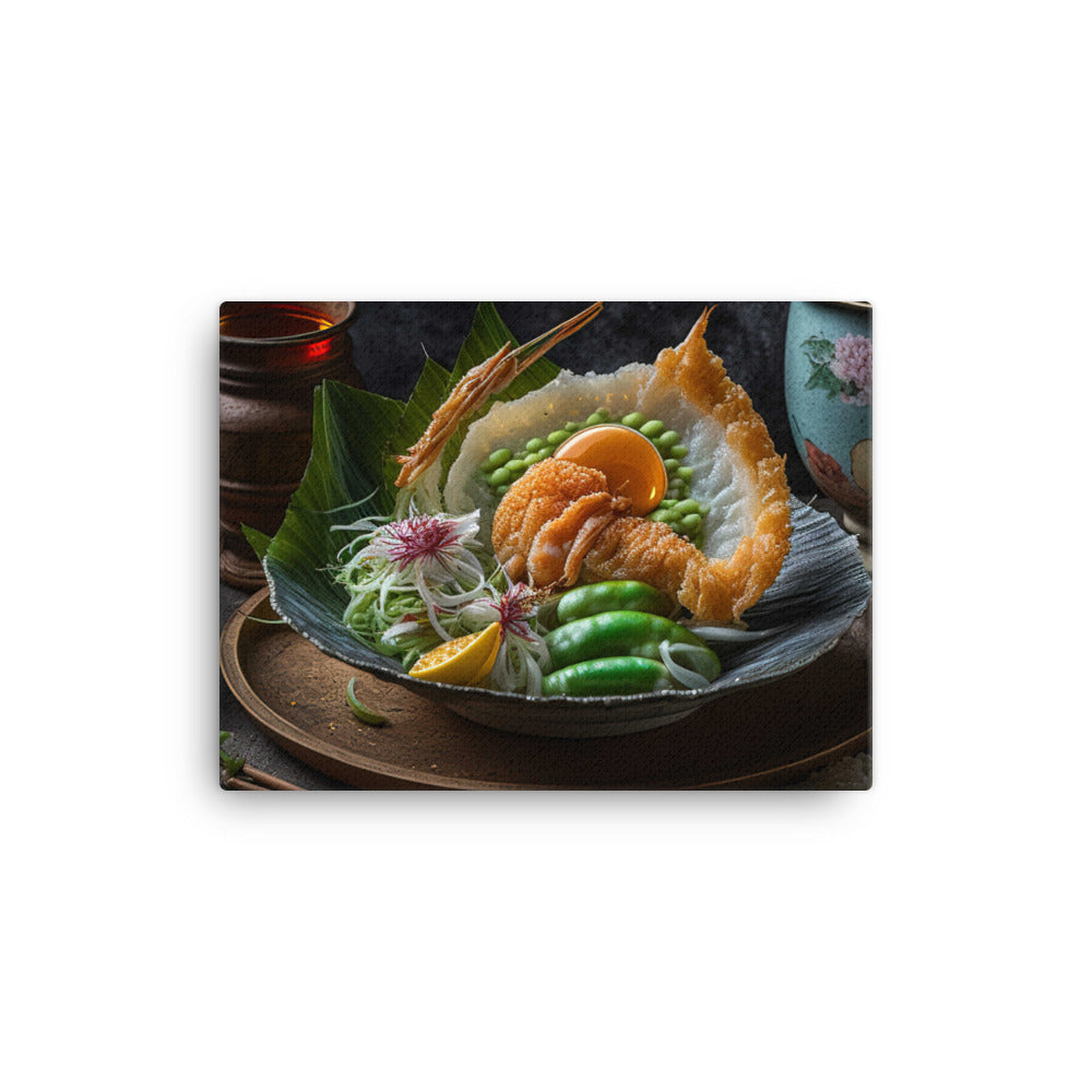 A plate of crispy and golden tempura canvas - Posterfy.AI