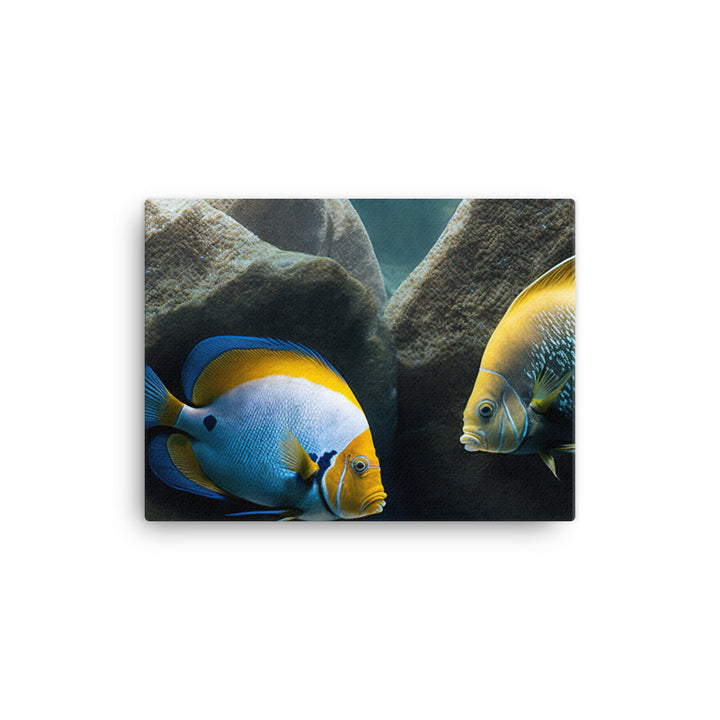 A pair of angelfish guarding their eggs canvas - Posterfy.AI