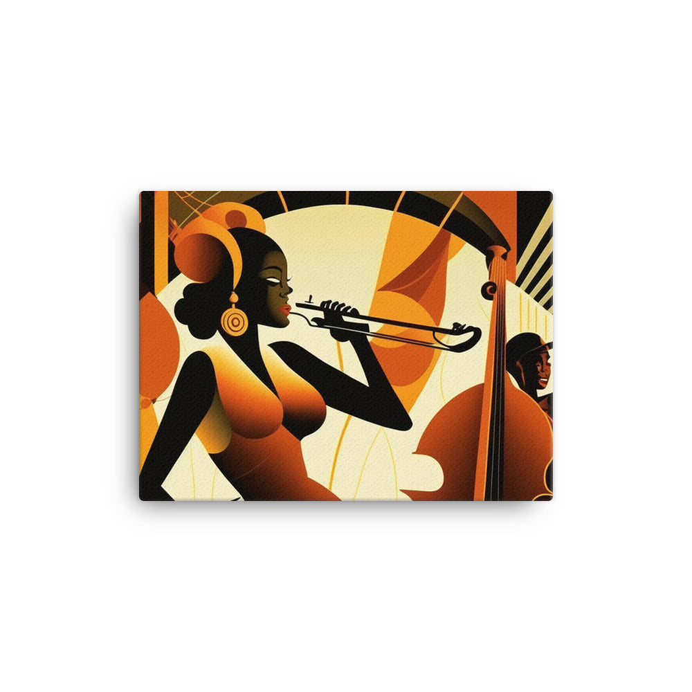 Jazz band in Art Deco era canvas - Posterfy.AI