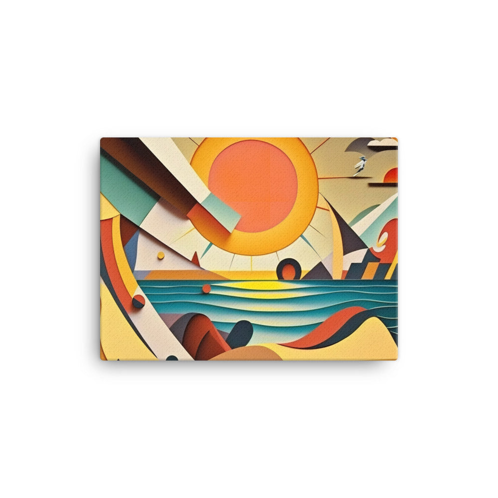 Sunshine on a beach in abstract colourful style canvas - Posterfy.AI