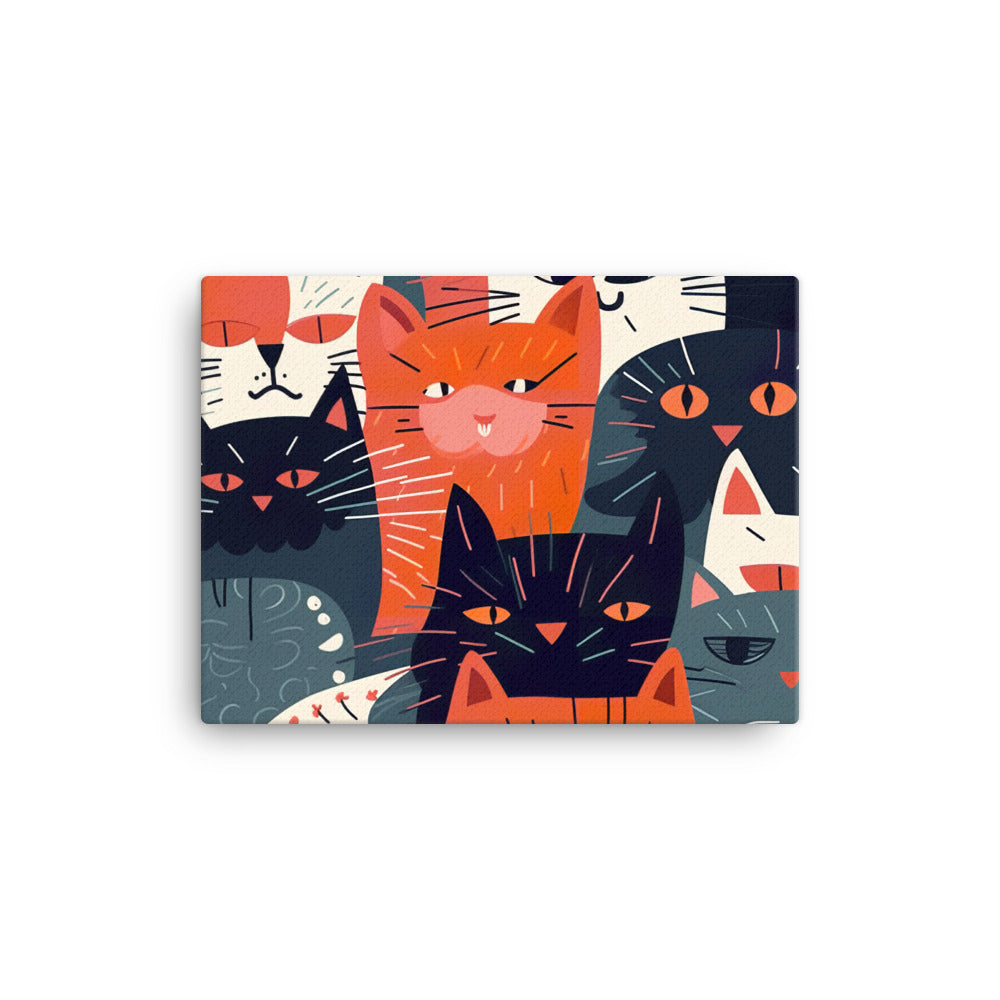 Cat faces Pattern canvas - Posterfy.AI