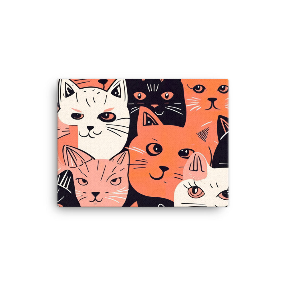 Cat faces Pattern canvas - Posterfy.AI