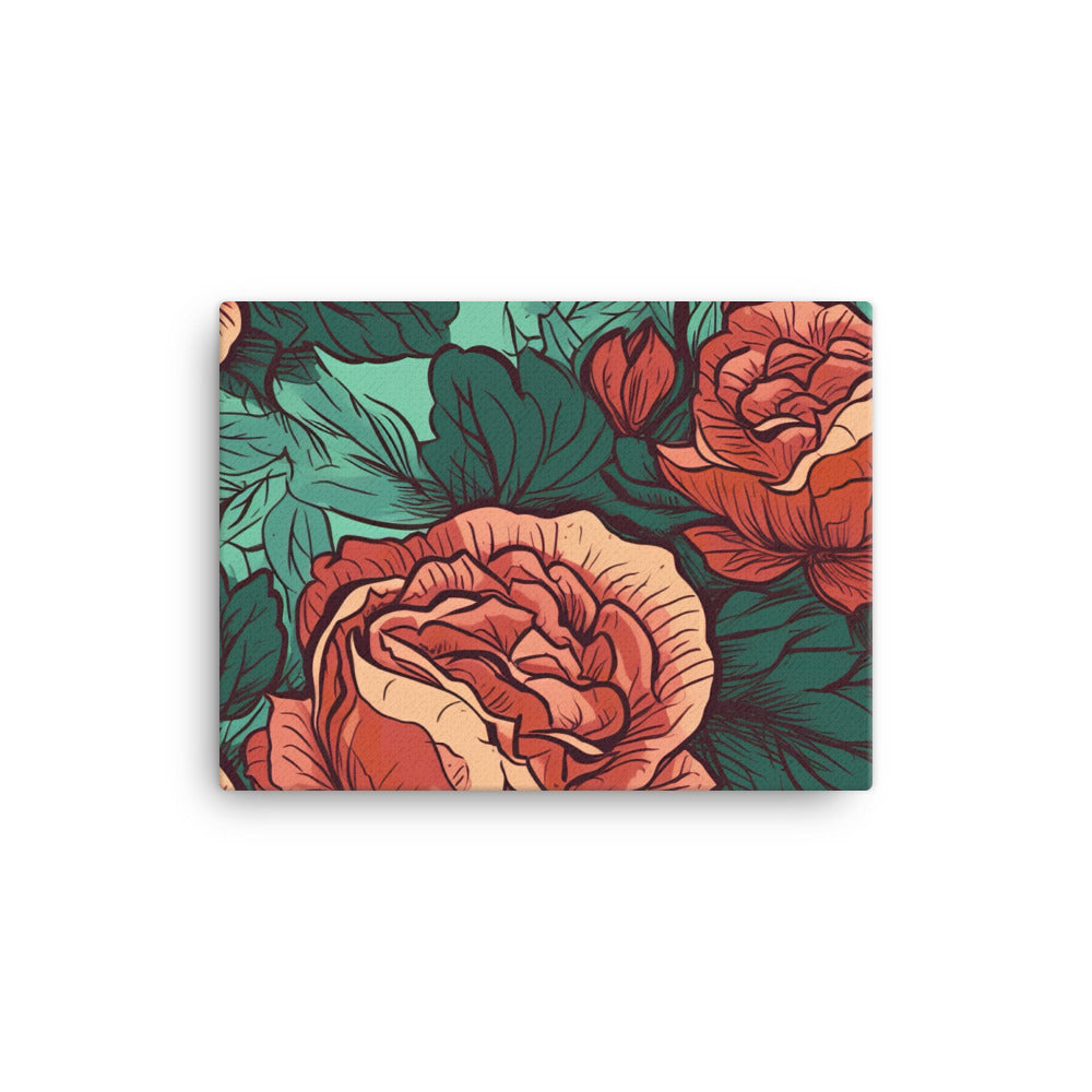 Rose Pattern canvas - Posterfy.AI