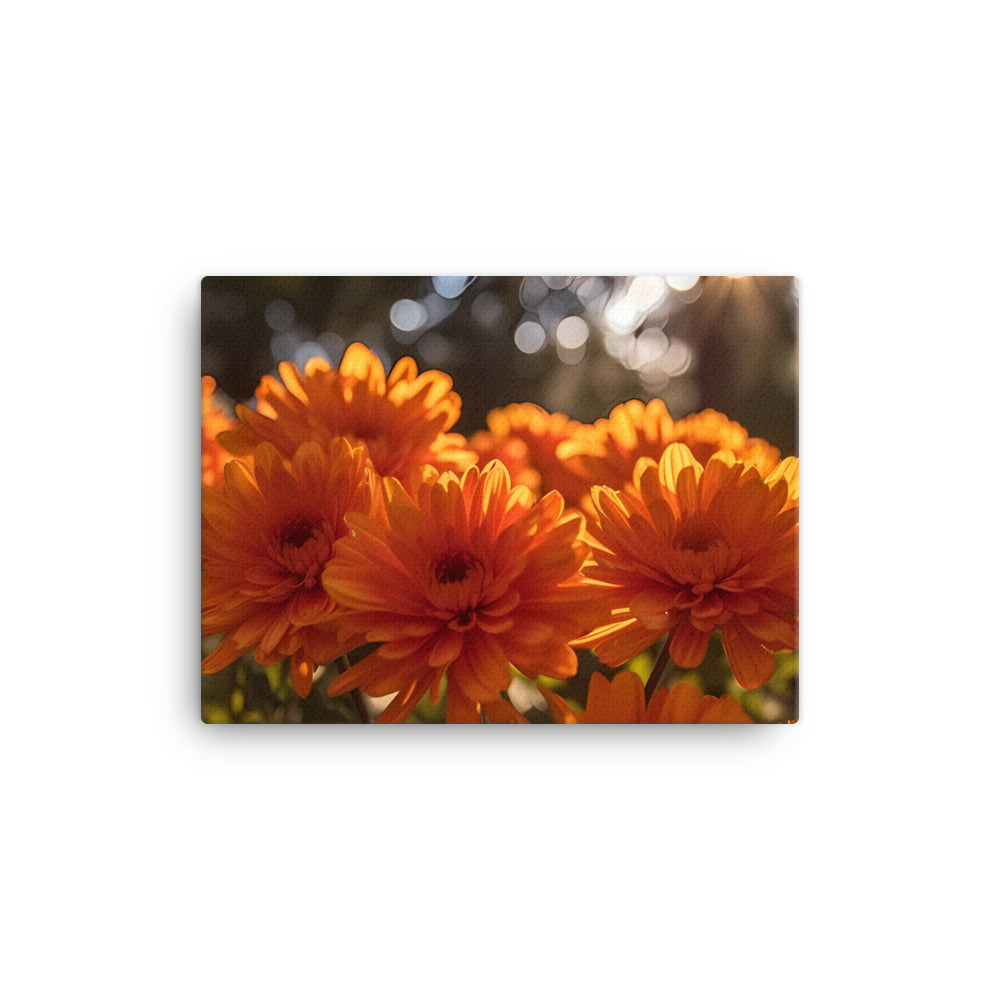 Chrysanthemums in the Fall Foliage canvas - Posterfy.AI