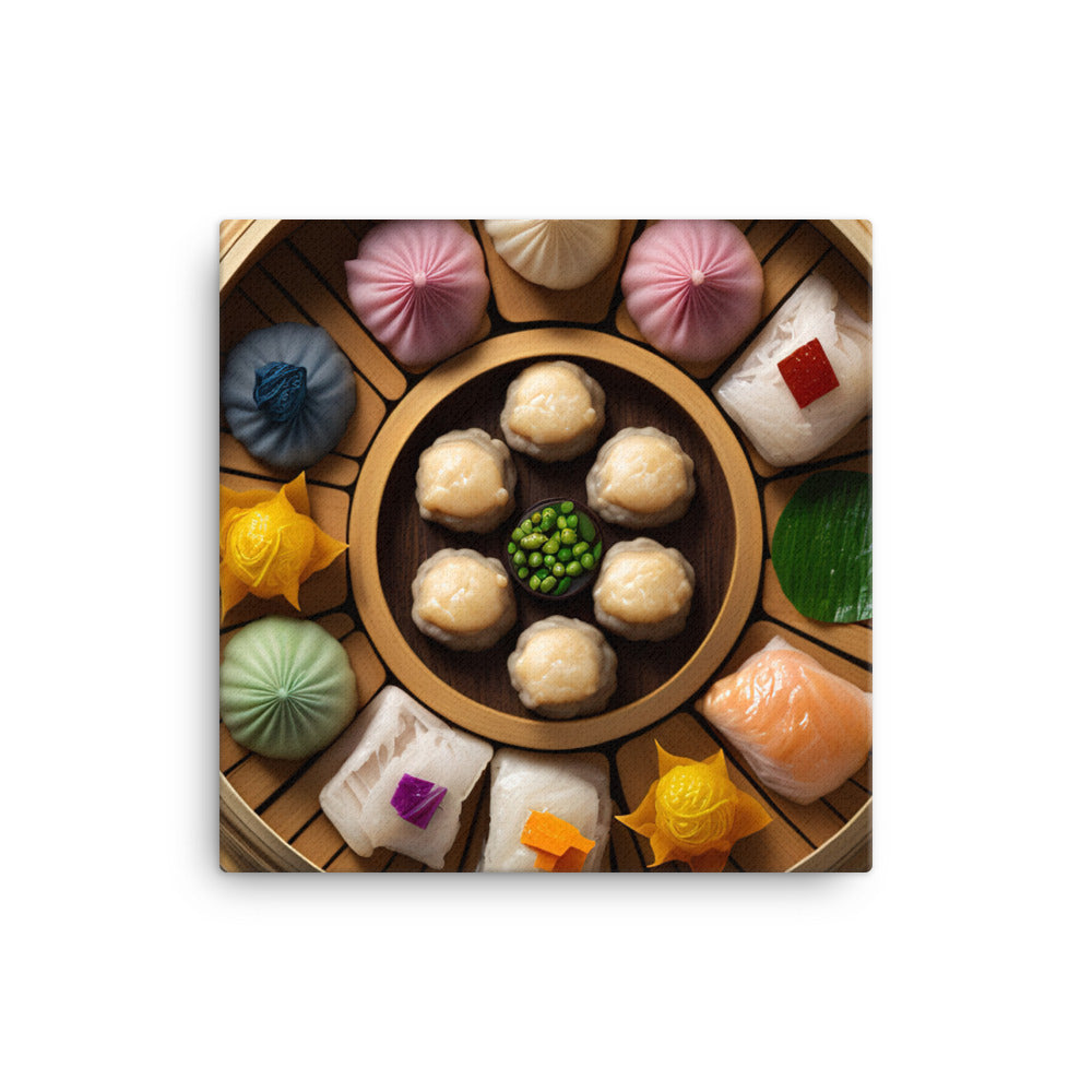 A colorful platter of dim sum 點心拼盤 canvas - Posterfy.AI