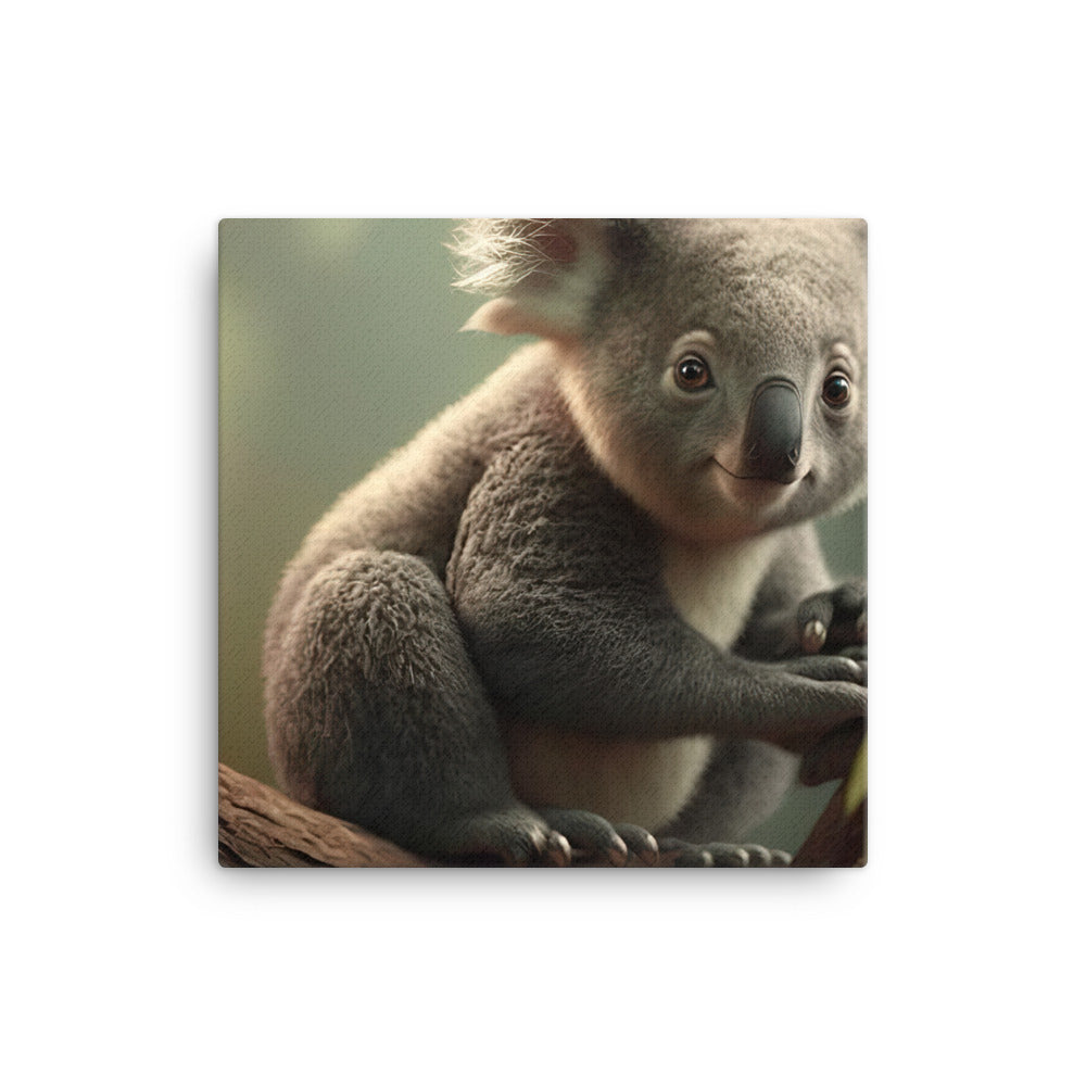 A majestic koala perched at the top of a tall eucalyptus tree canvas - Posterfy.AI