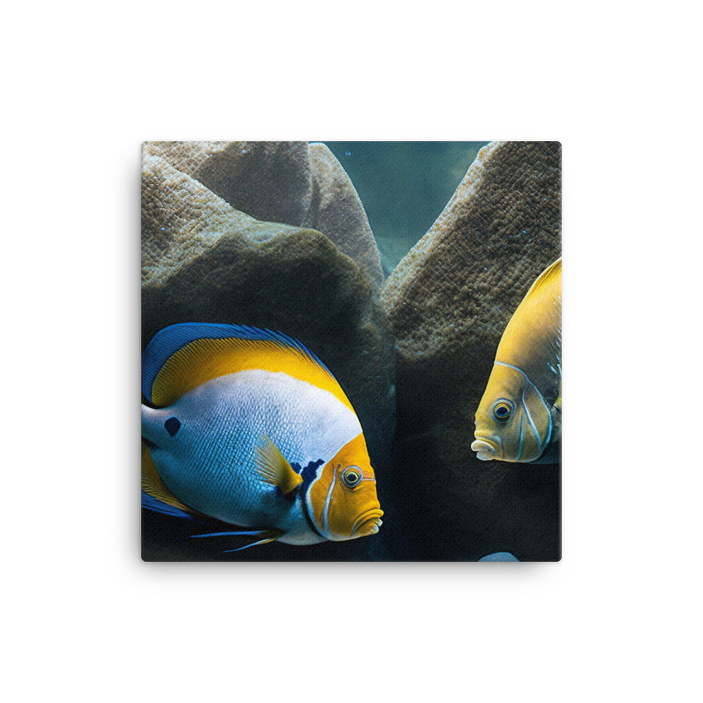 A pair of angelfish guarding their eggs canvas - Posterfy.AI