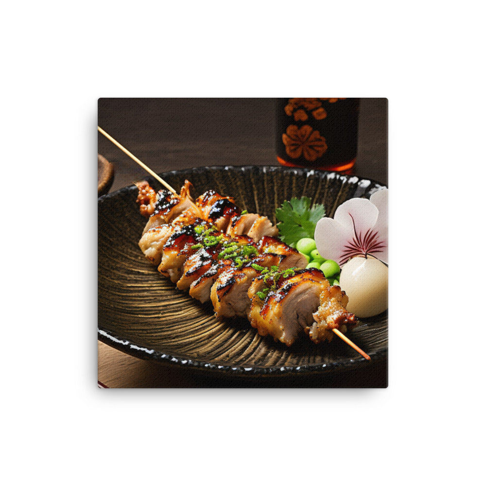 A Delicious Japanese Grilled Chicken Skewer Dish canvas - Posterfy.AI
