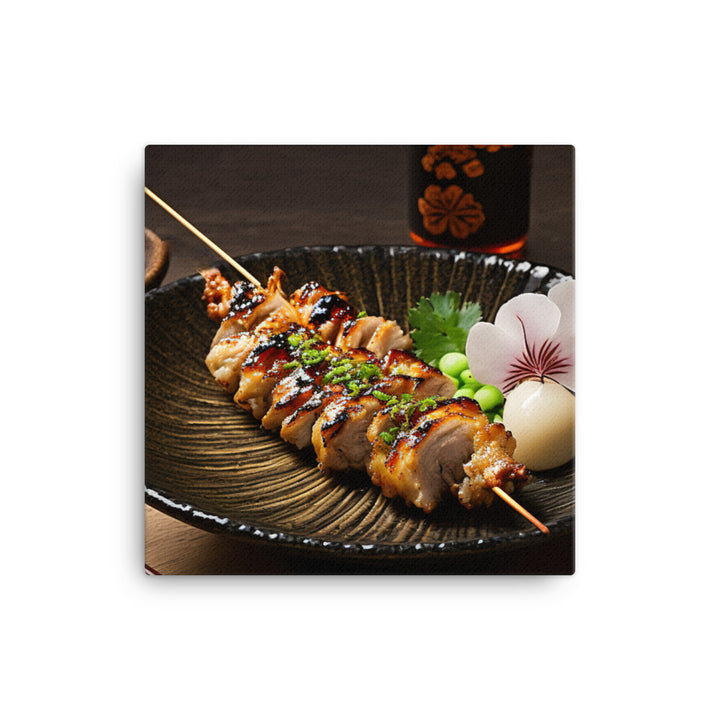 A Delicious Japanese Grilled Chicken Skewer Dish canvas - Posterfy.AI