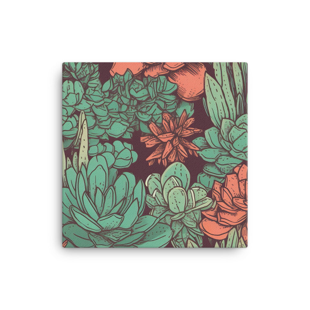 Succulents Pattern  canvas - Posterfy.AI