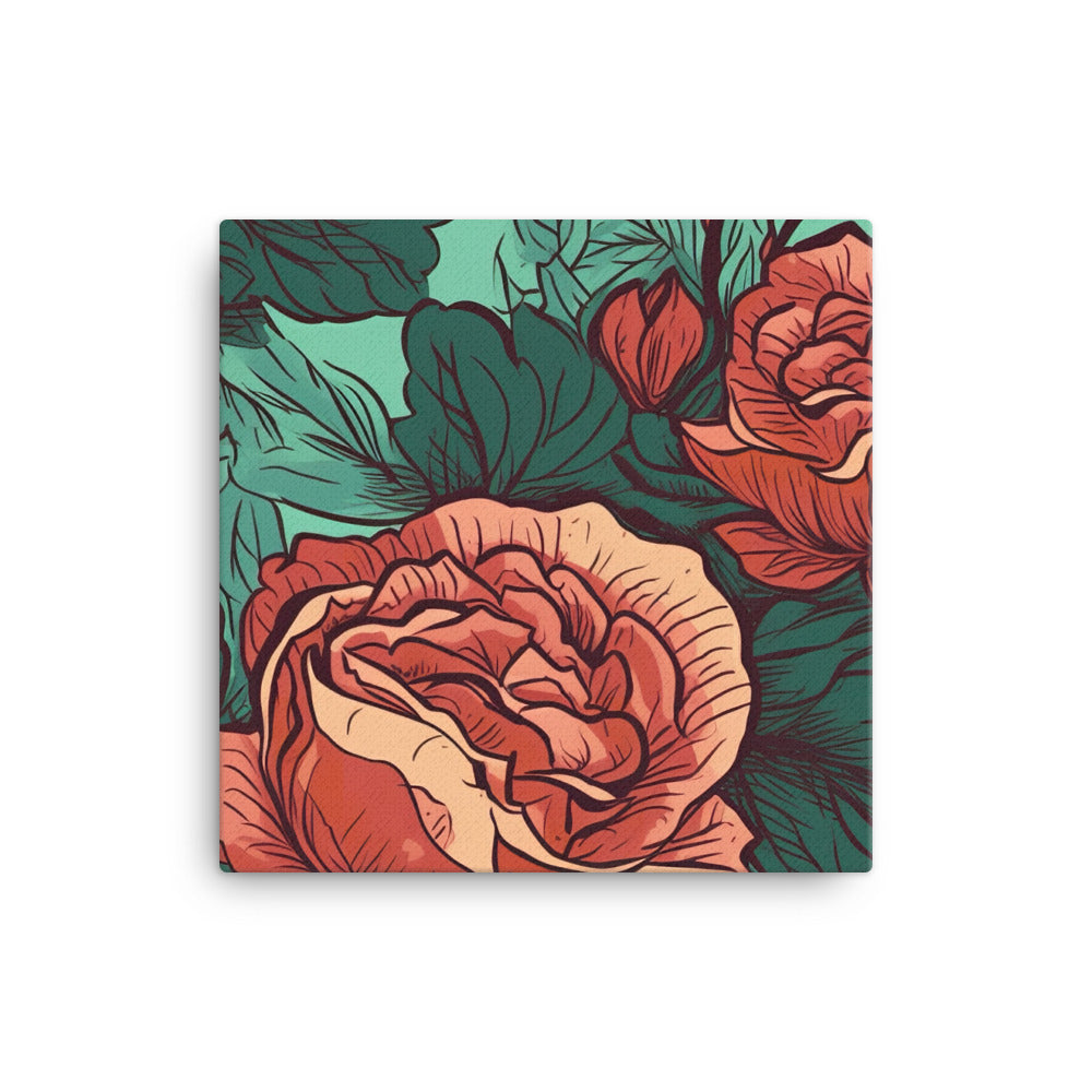 Rose Pattern canvas - Posterfy.AI