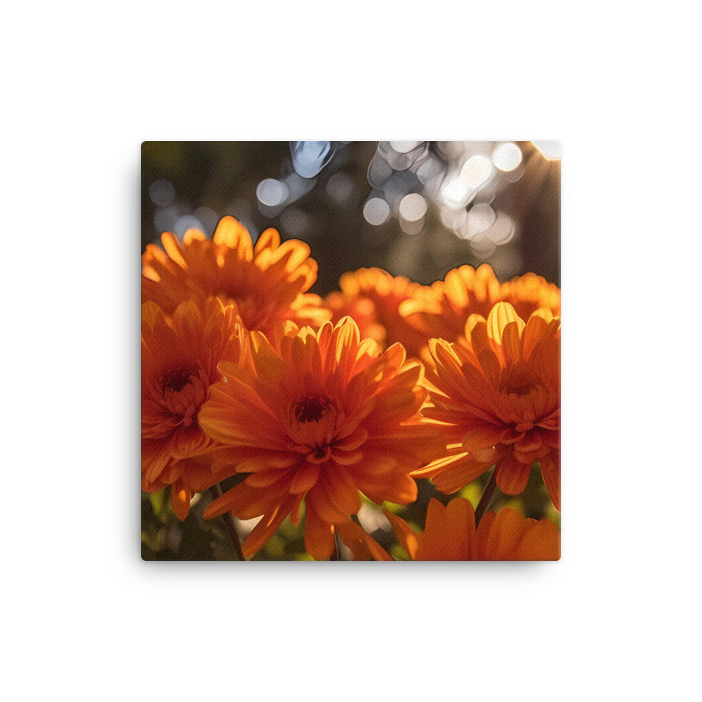 Chrysanthemums in the Fall Foliage canvas - Posterfy.AI